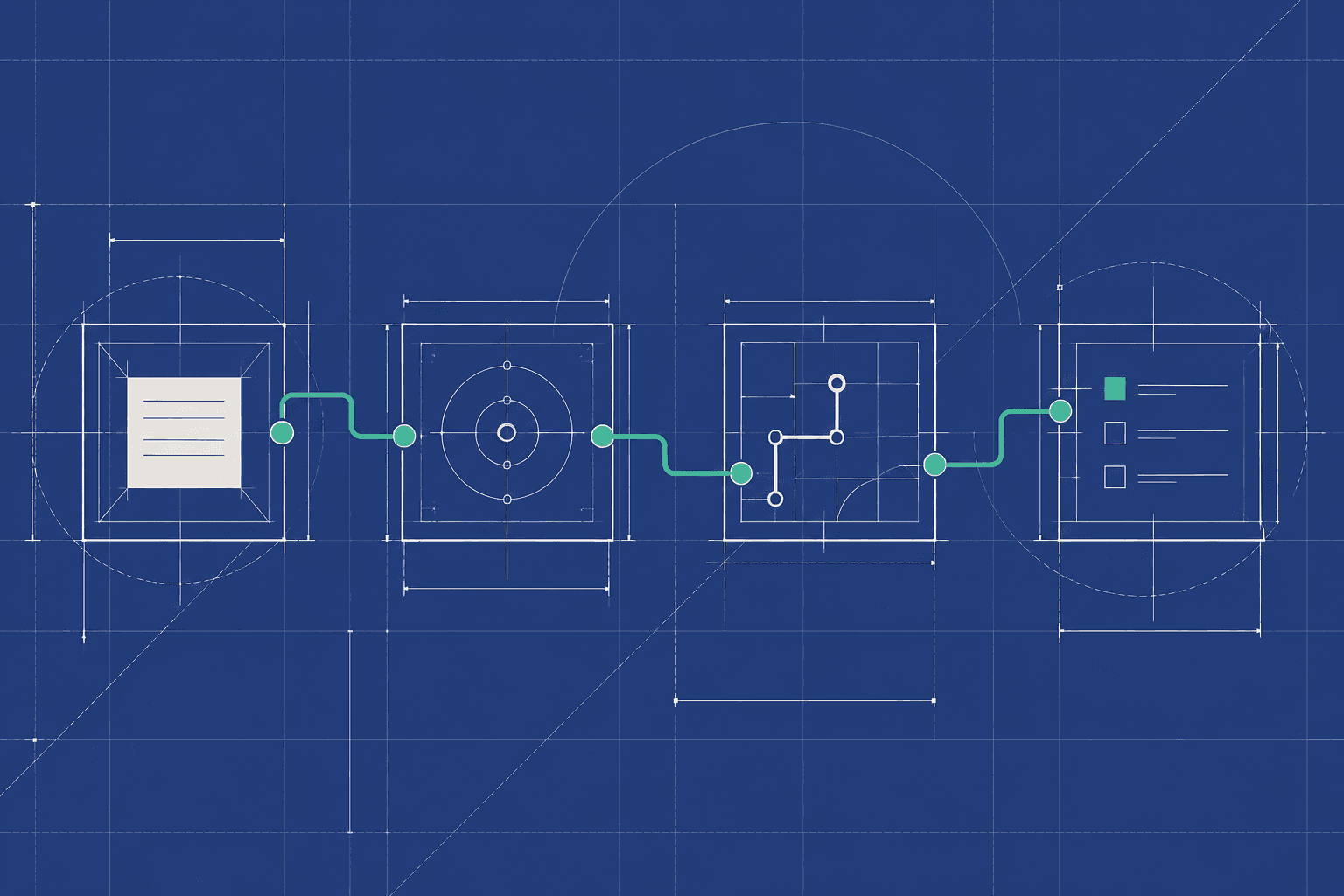 Abstract blueprint showing the KaziLayer operational flow